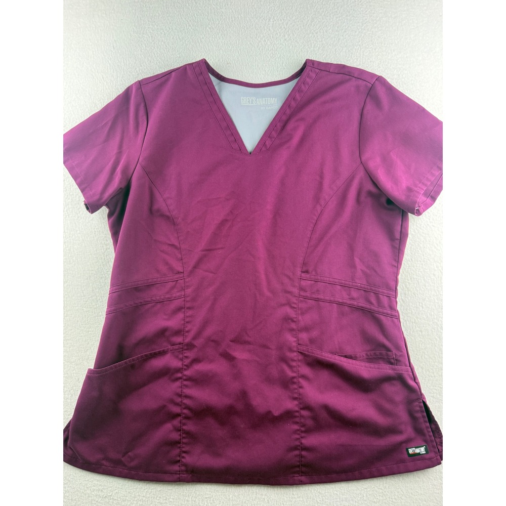 Greys Anatomy by Barco Women Plum Purple V-Neck Scrub Top 41452 Size L Medical
